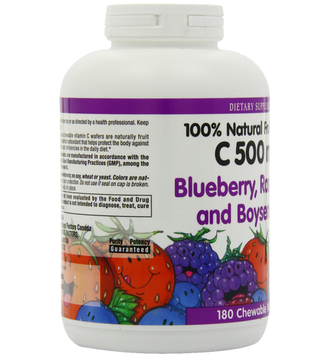 Natural Factors Vitamin C Blueberry Raspberry Boysenberry Chewables